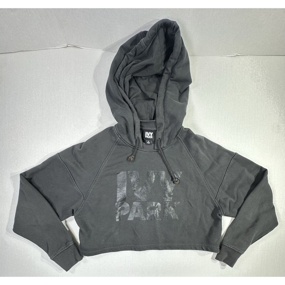 Ivy Park Cropped‎ Hoodie Black S Box Logo Sweatshirt Beyoncé Y2K Streetwear
